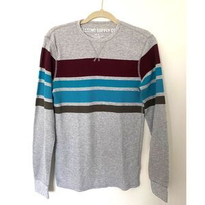 Mossimo Supply Co Gray Pullover Long Sleeve Stretchy Crewneck T Shirt Sz M